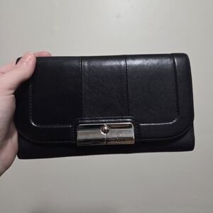Y2K Coach Black Kristen Flap Envelope Fold Large Wallet NEW